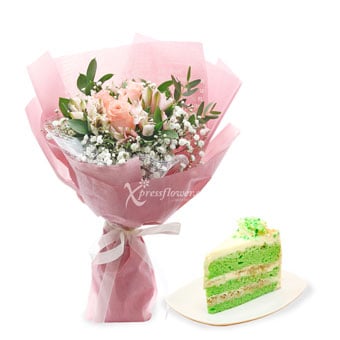 Online flowers and cake slice delivery Singapore.