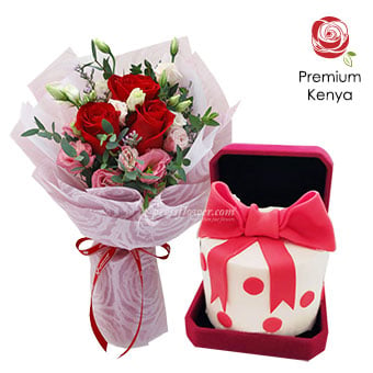 CIS2137 Perfect Present (3 Red Roses with Bento Box Cake)