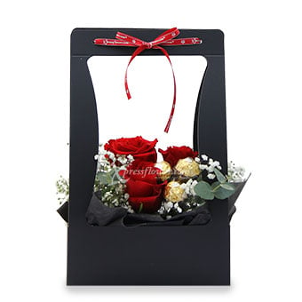 CH2103_Timeless Beauty (3 Red Roses with 3 Ferrero Rocher Chocolates)