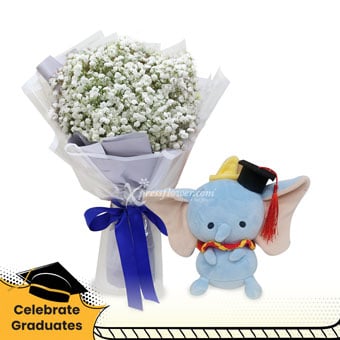 CT2107_Our Shining Star (Million Star Baby's Breath with Disney Graduation Soft Toy)