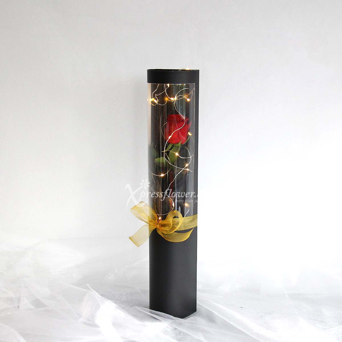 abu2102 Butterfly Kisses 1 Red Rose with LED lights 1b