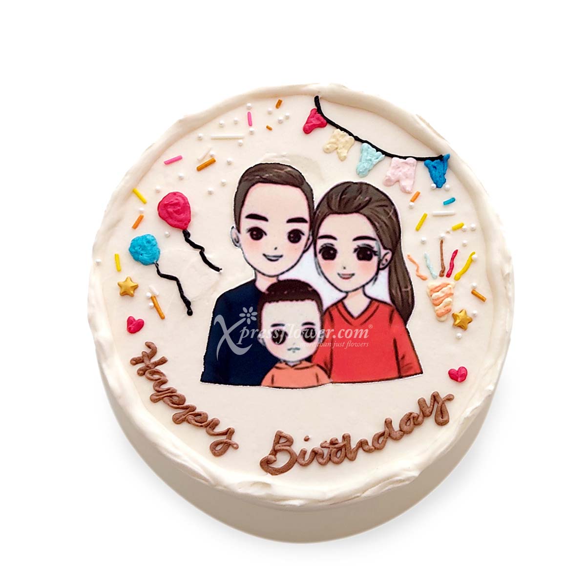 Party Theme with Edible Family Print 4" Bento Cake (Cake Inspiration)