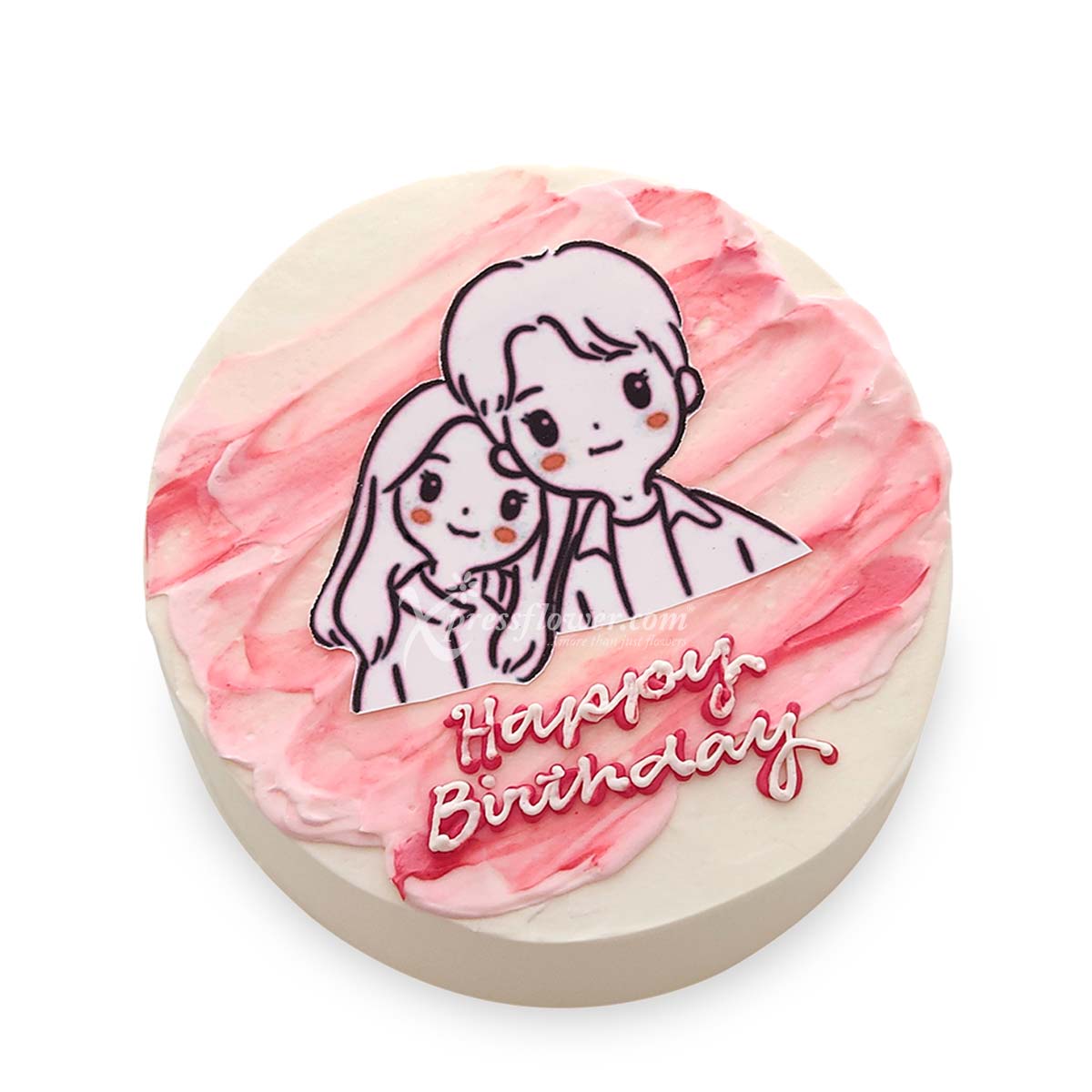 Watercolor Theme with Edible Couple Print 4" Bento Cake (Cake Inspiration)