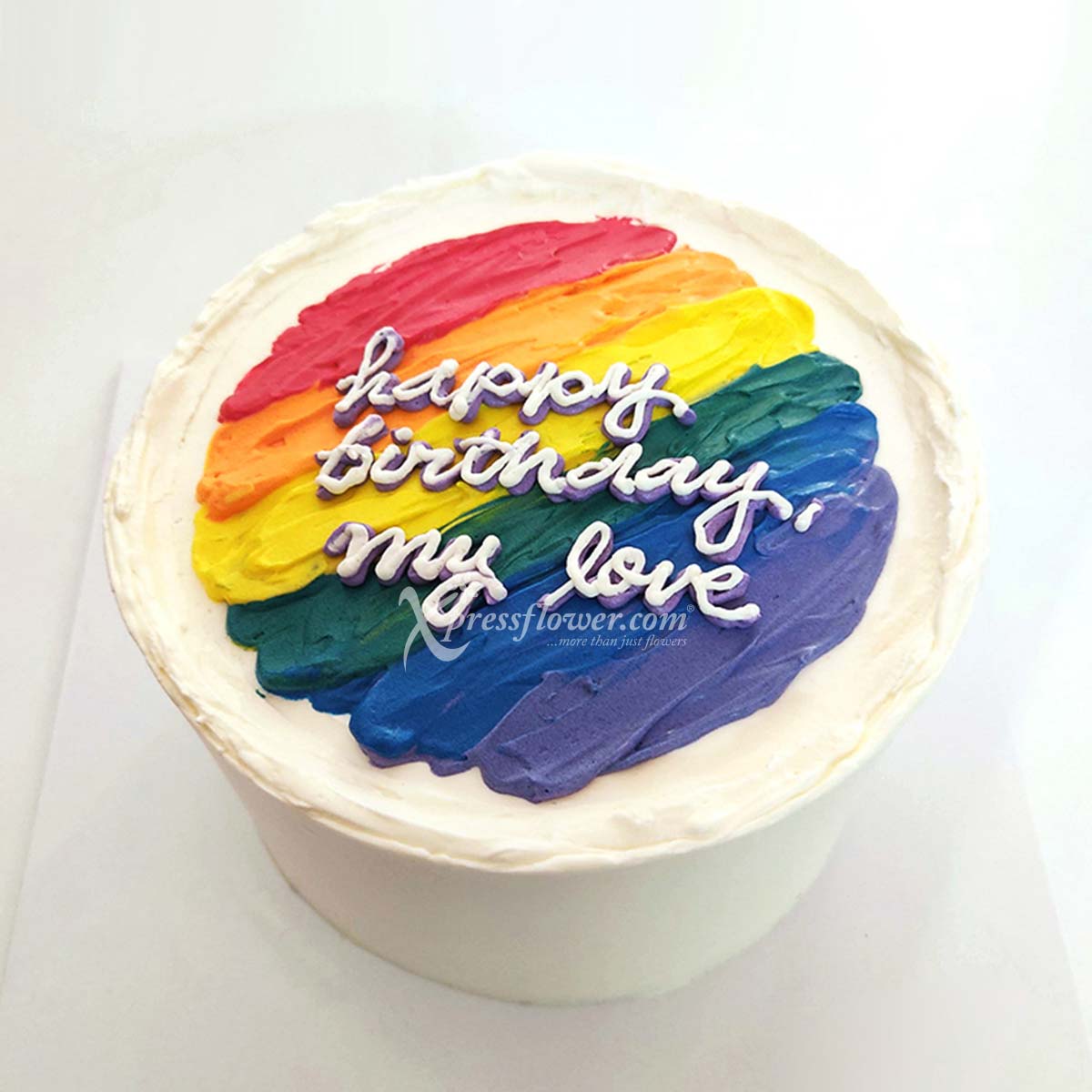Watercolor Style Rainbow Strokes Paint Cake (Cake Inspiration)