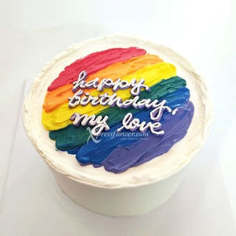 Watercolor Style Rainbow Strokes Paint Cake (Cake Inspiration)