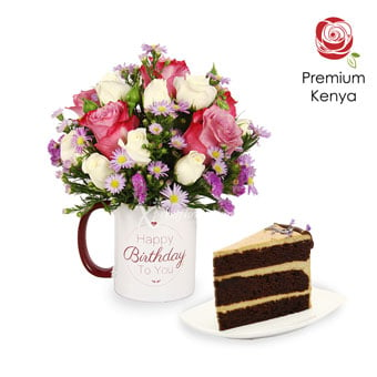 Royal Birthday (6 Premium Roses with Twenty Grammes Slice Cake)