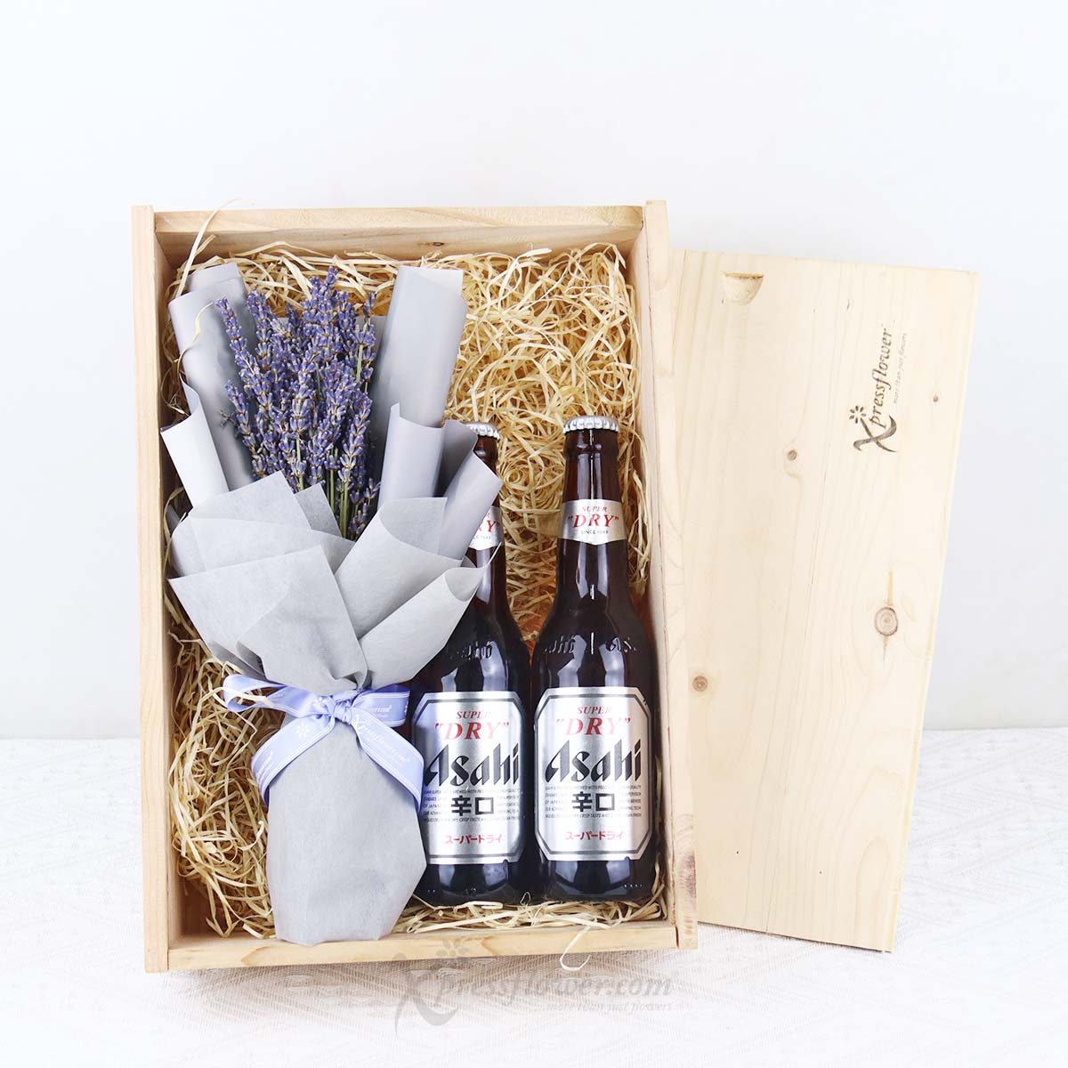Brewed Bliss (Dried Lavender Bouquet with Asahi Beer Gift Box)