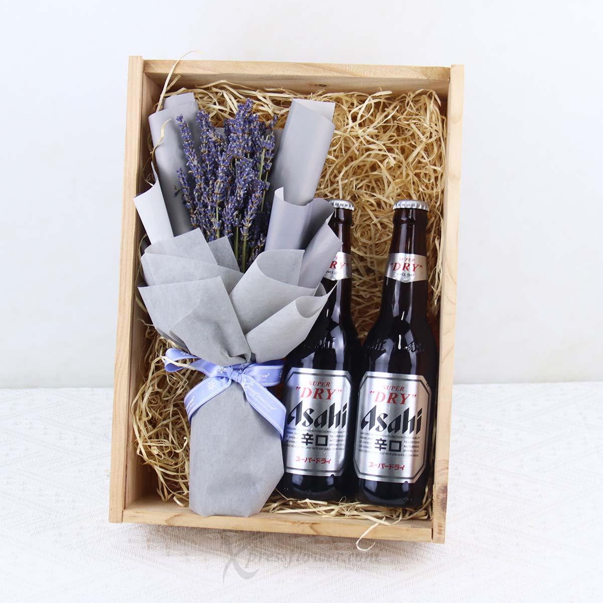 GB2402_Brewed Bliss (Dried Lavender Bouquet with Asahi Beer - Father