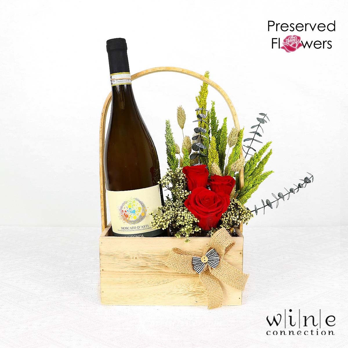 Charming Treasures (Moscato D' Asti with Preserved Flowers Arrangement)