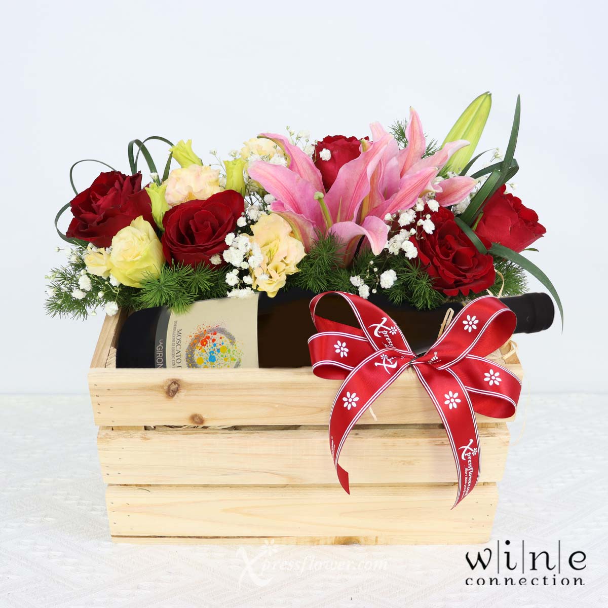 Dashing Diana (Red Roses & Pink Lilies with Moscato D' Asti)