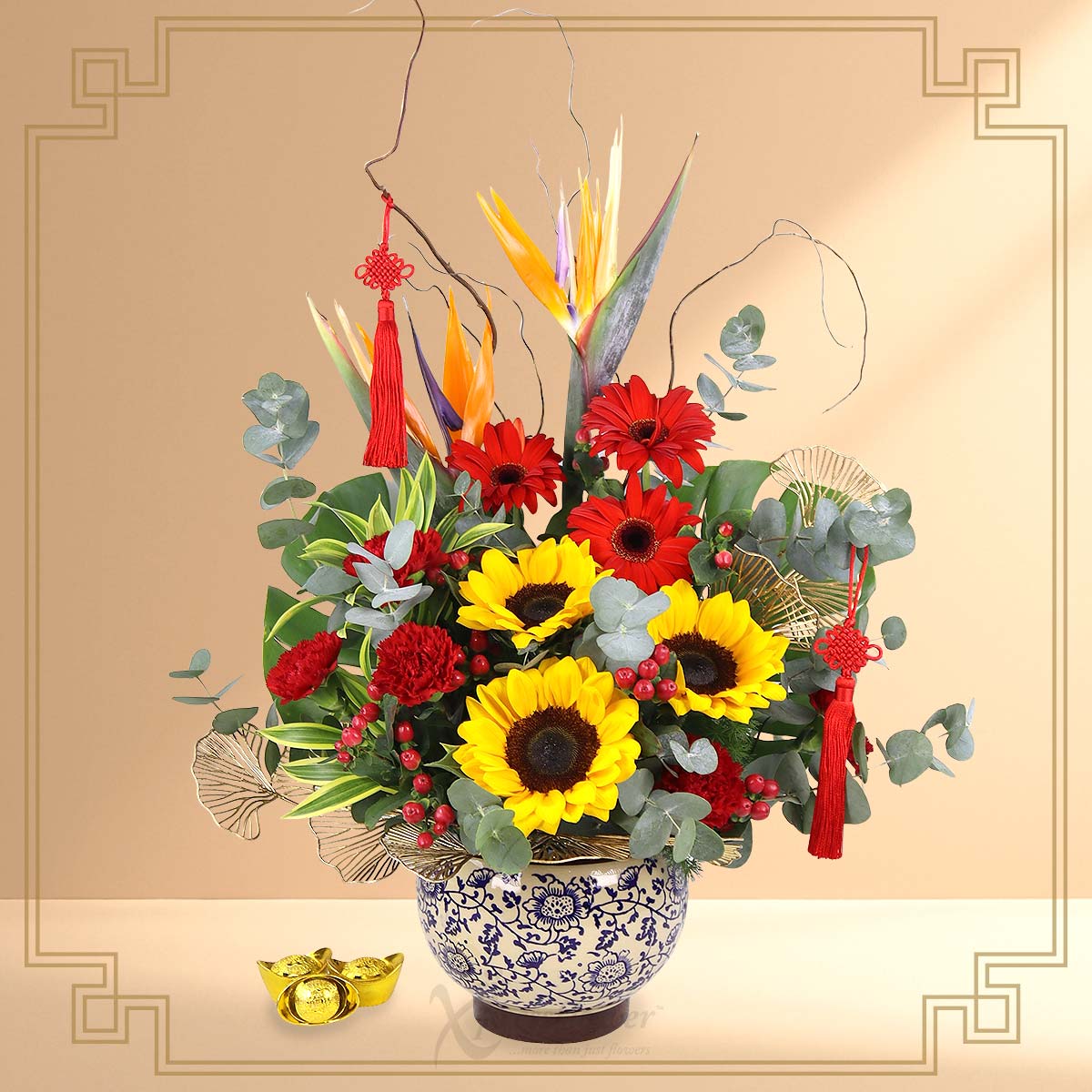 Blessed Union  (Red Gerberas & Sunflowers CNY Arrangement)