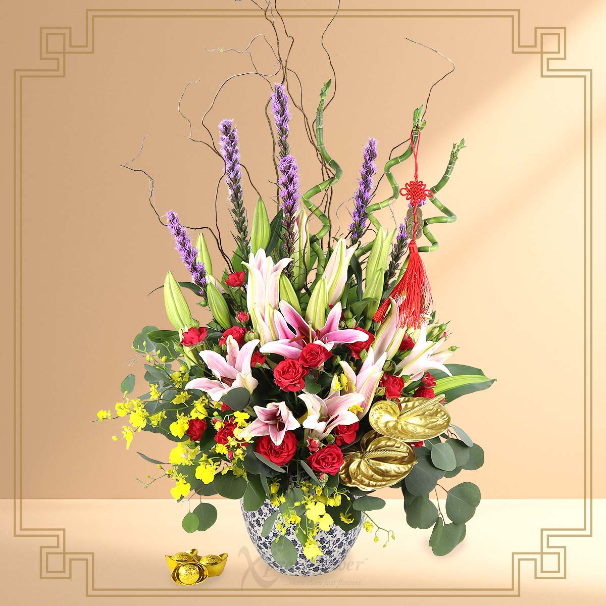 Wealth Ascension (Pink Lily & Curly Willow CNY Arrangement)