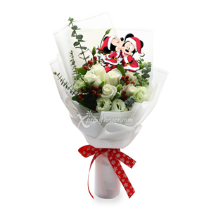 Wintery Fantasia (6 White Roses Disney bouquet)