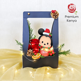 Hearty Celebrations (Red Roses & Apples Disney Christmas Bloom Box)