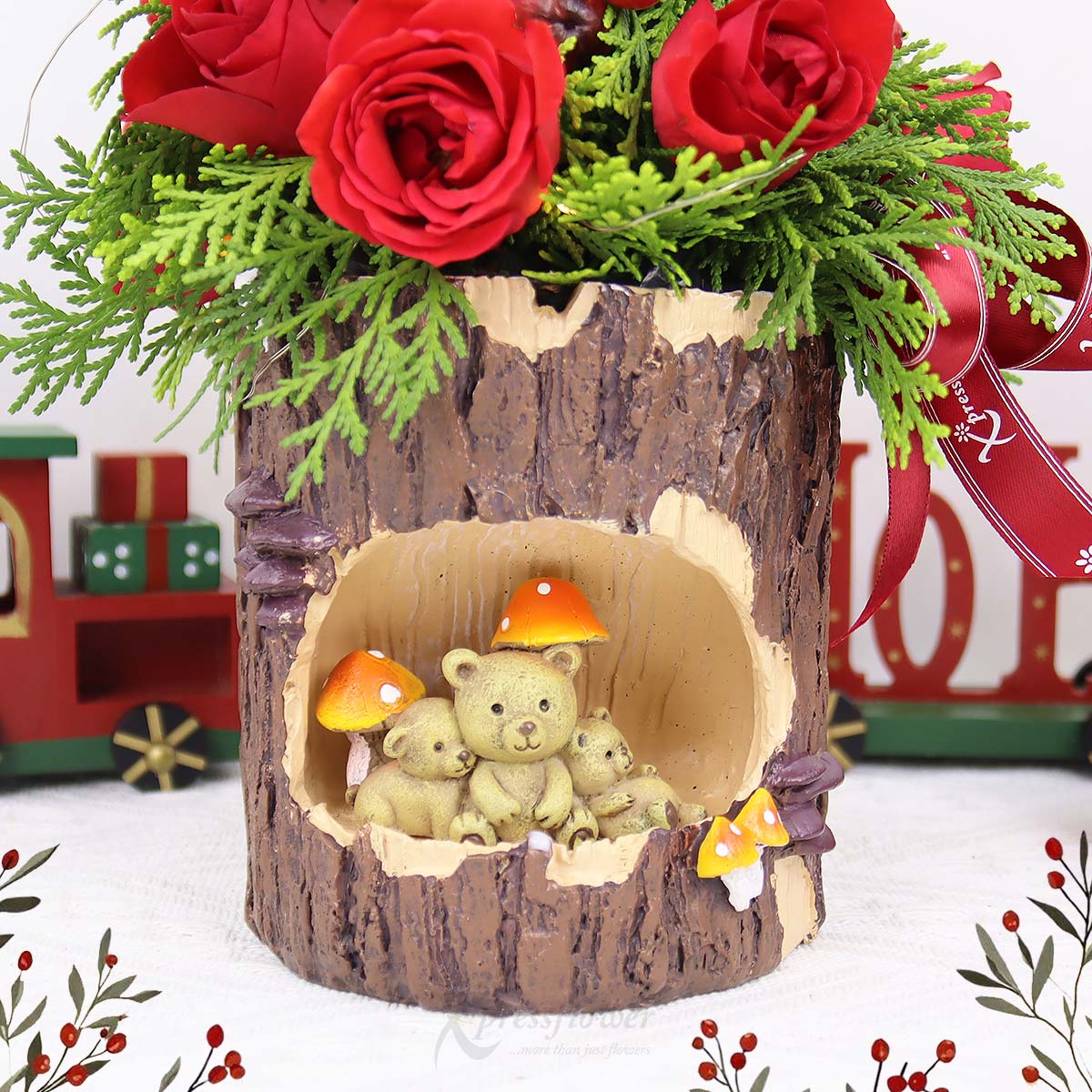 XMAR2522 Yuletide Warmth Red Rose Sprays 1c