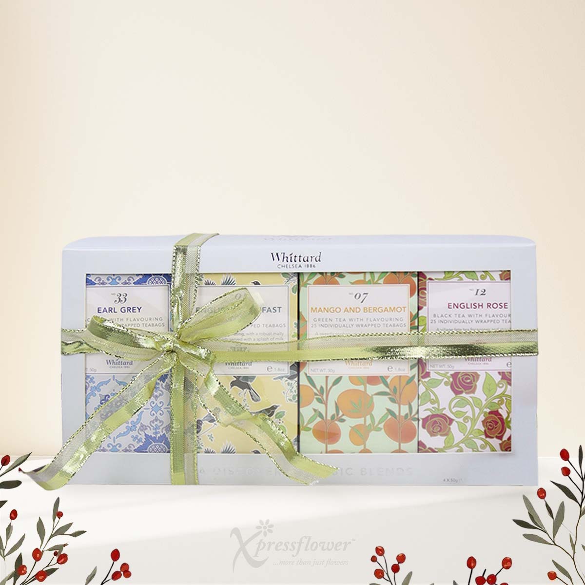 XMBL2544 Tea Tranquility Red Roses Arrangement with Whittard Tea Set 1c