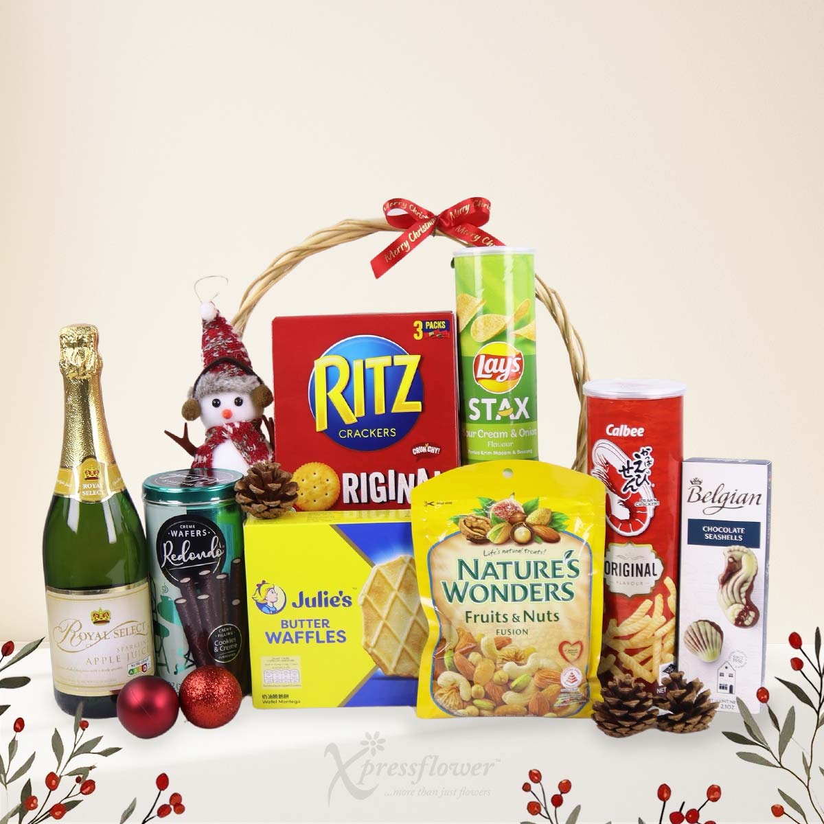 XMGH2589 Merry Basket Christmas Gift Basket 1c