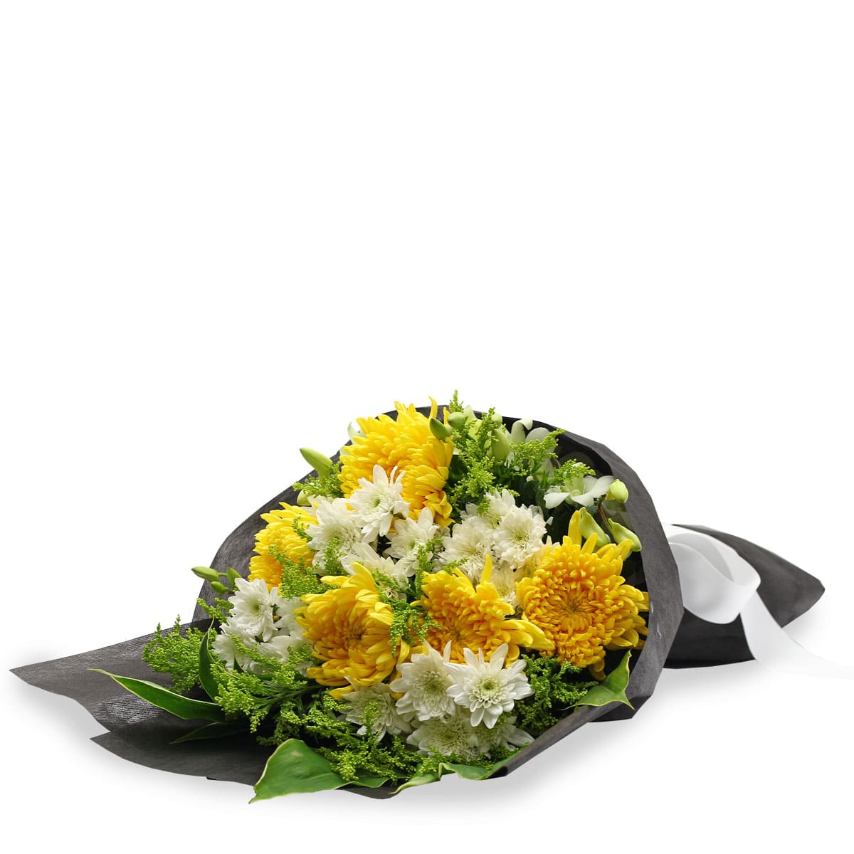 SCF1701 In Loving Memory Yellow Chrysanthemum Condolence Wreath Bouquet