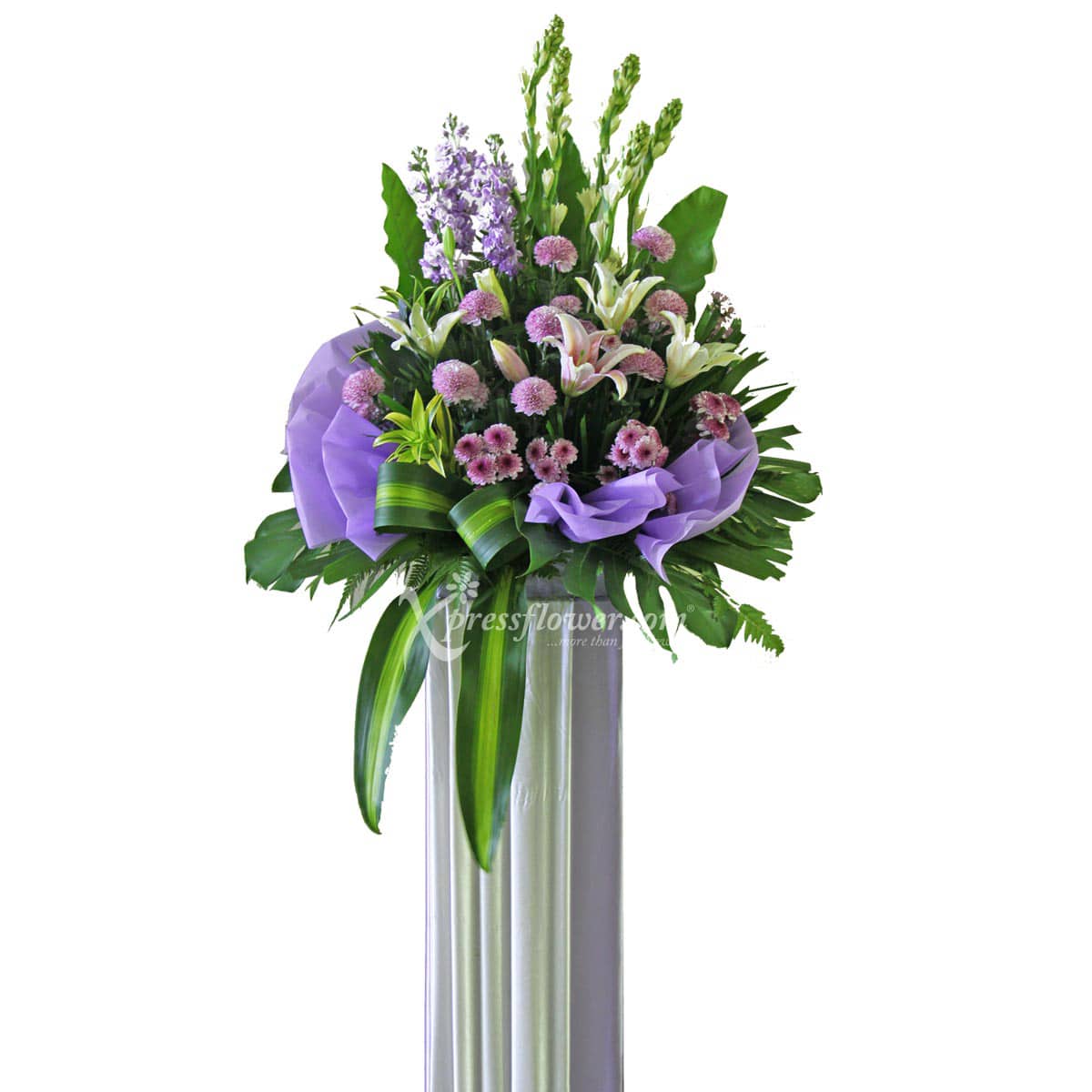 SC1430 Up To Heaven Matthiola Lilies Chrysanthemum Wreath Funeral & Condolence Flower Stands