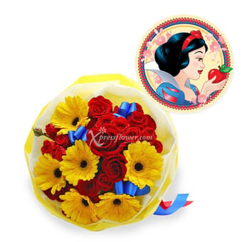 The Fairest of them all (6 Yellow Gerberas & 6 Red Roses Disney Bouquet)