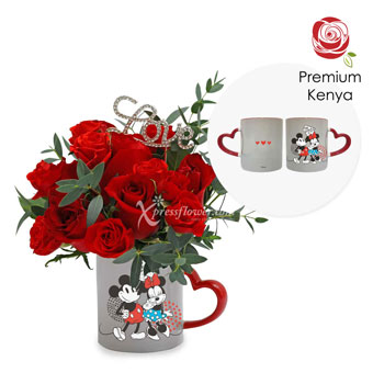 Deep in Love (6 Red Roses with Disney Mug)