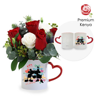 Blissful Enchantment (6 Red Roses with Disney Mug)