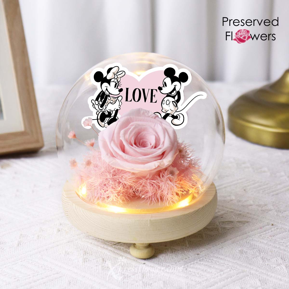 DSPR2301 Couple Goals (Disney Preserved Rose with LED Lights) 3a