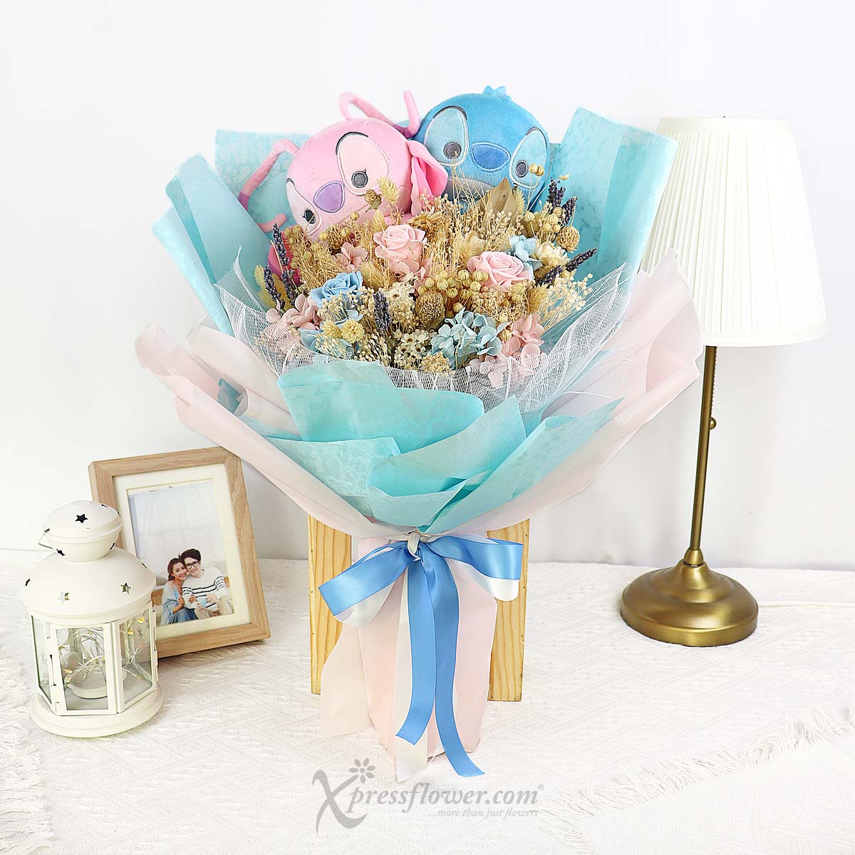 PR2308 Cuddly Fantasy (Dried Flowers with Disney Stitch & Angel Soft Toy) 3a