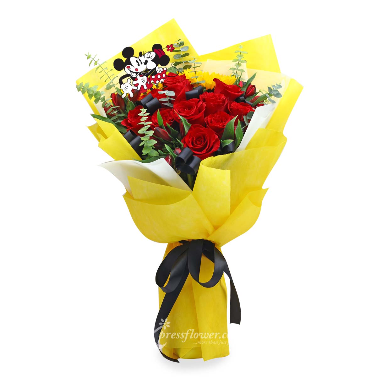 Lumiere (12 Red Roses with 2 Sunflowers Disney Bouquet)