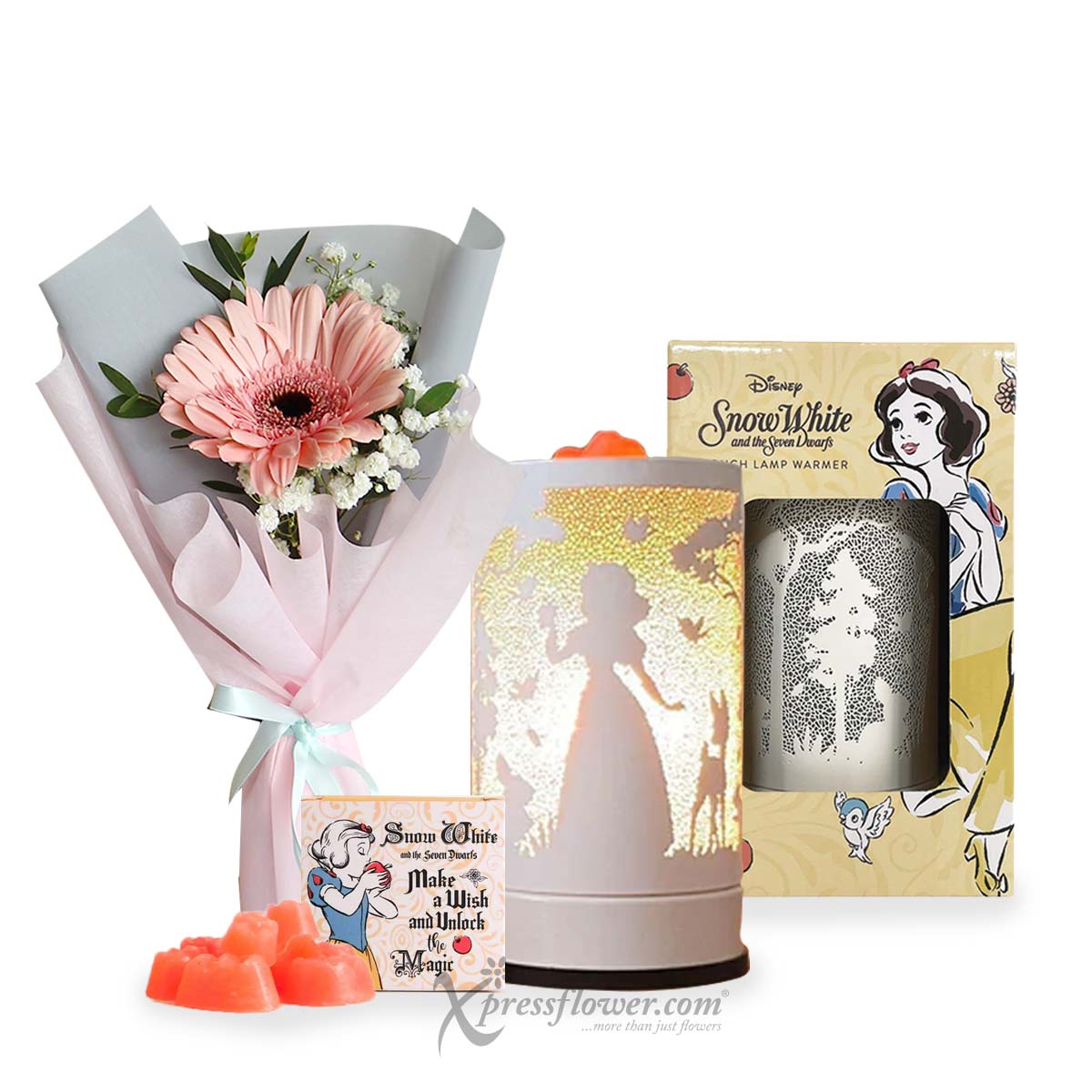 Gleeful Sensation (1 Pink Gerbera with Disney Touch Warmer and Candle Bundle)