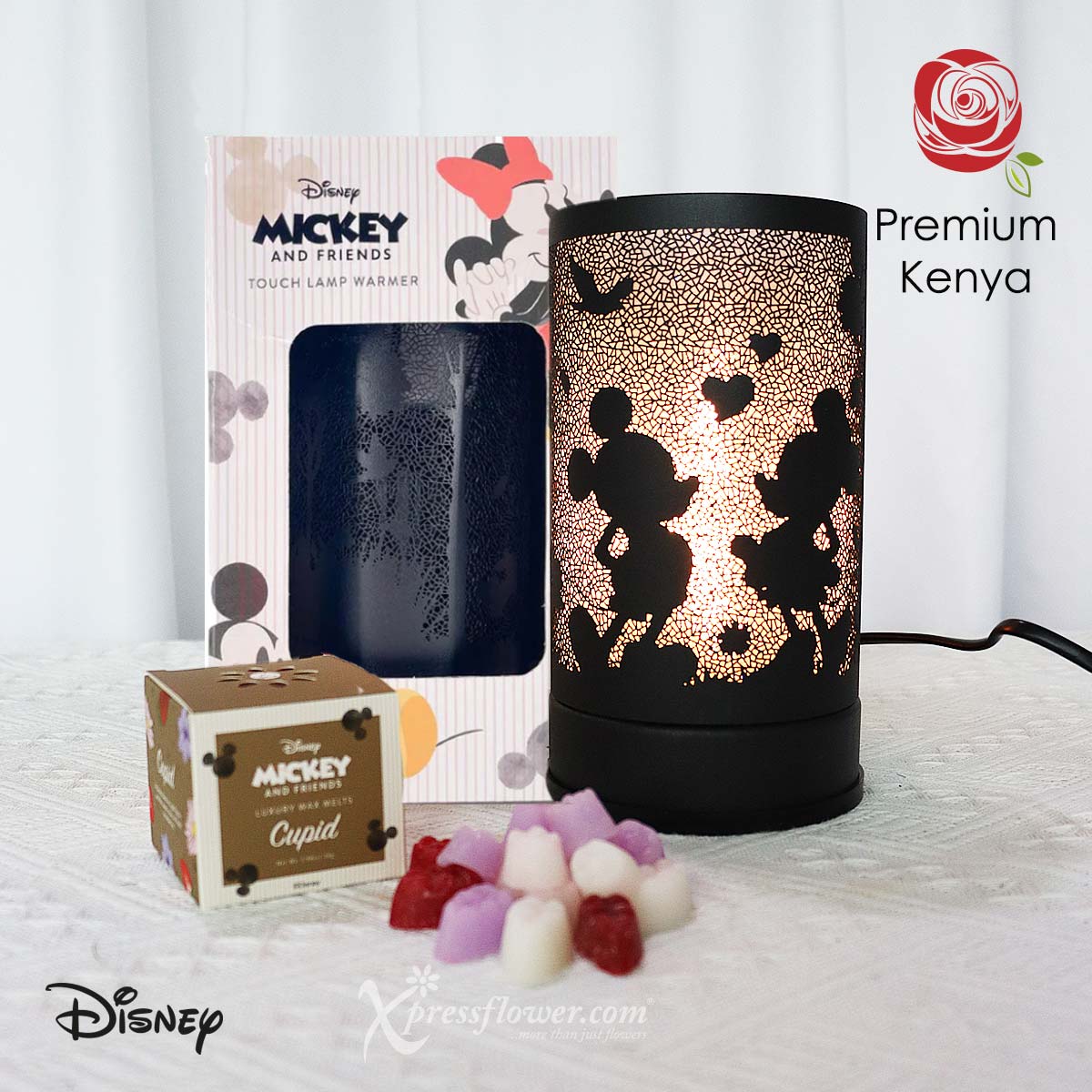 SBL2302 Illuminating Joy (3 Red Roses with Disney Touch Warmer & Candle Bundle) 1c