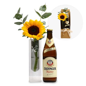 A Toast to Sunny Days (1 sunflower with Erdinger Weissbier beer)