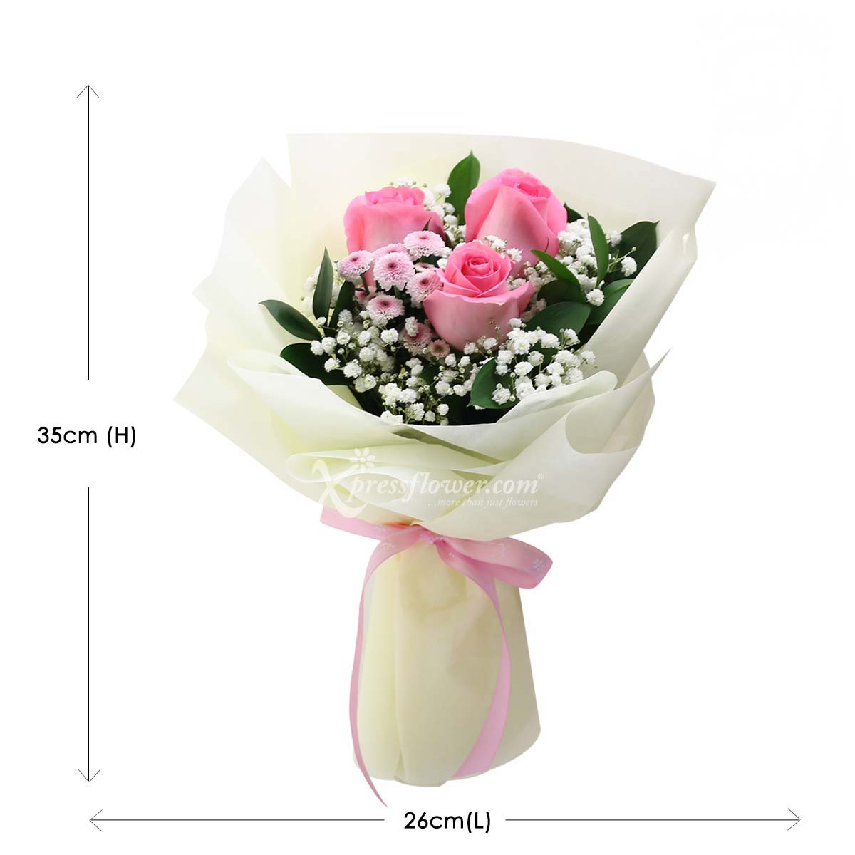 jh2101 Pinky Adore You 3 dark pink roses with The Jelly Hearts strawberry cheesecake 1d