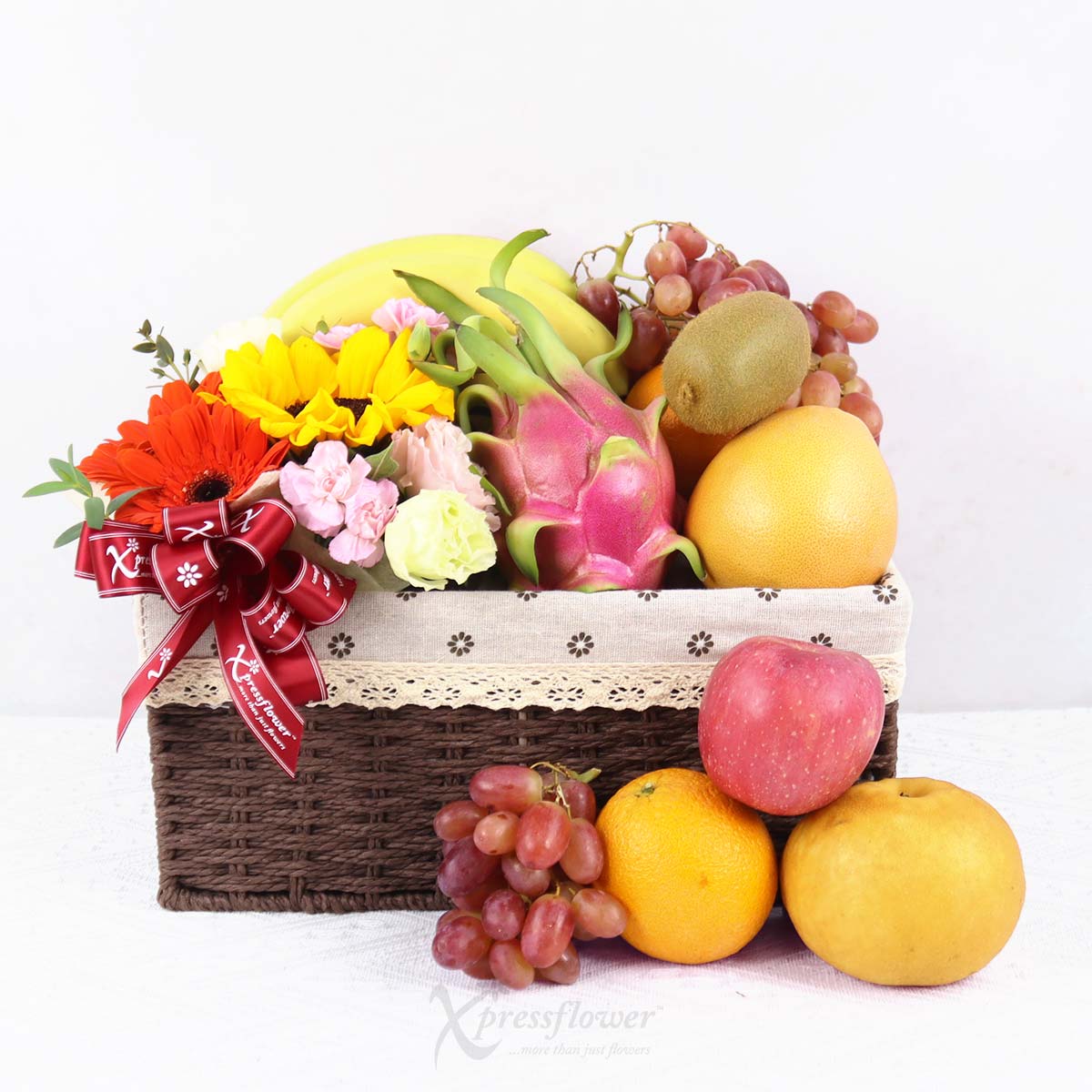 Sunrise Treats (Fruits Basket with Floral Arrangement)