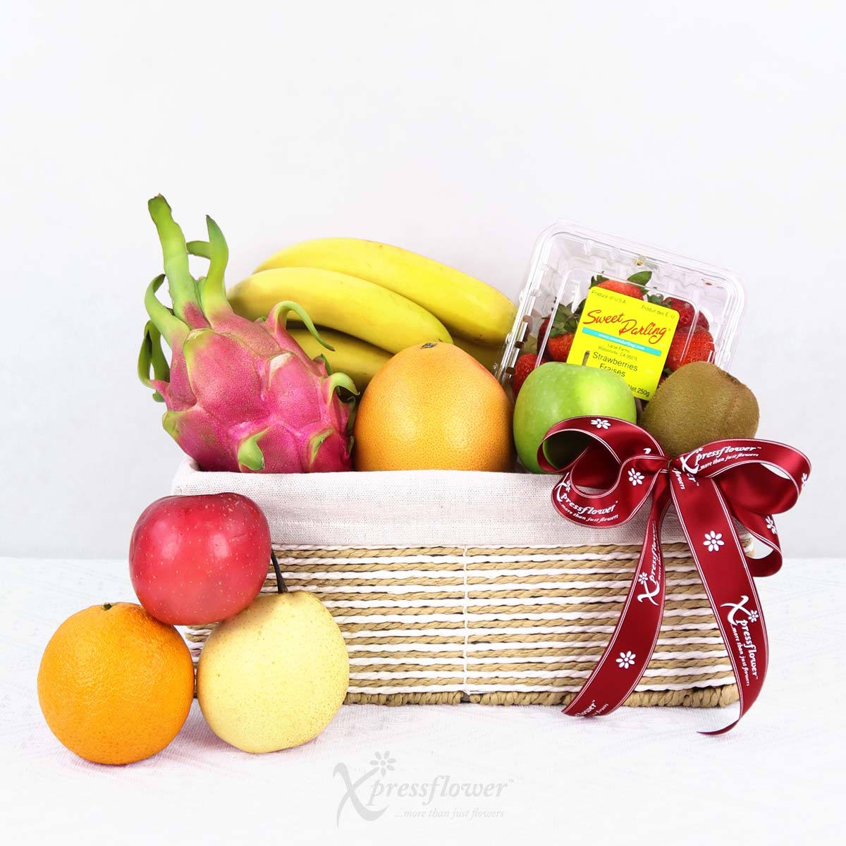 Tropical Fresh (Fruits Basket with Floral Arrangement)