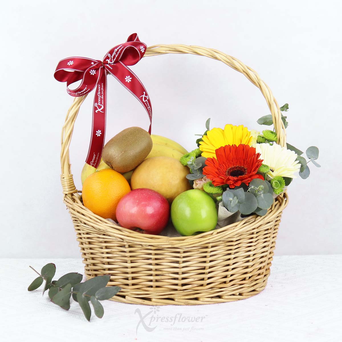 Fresh Cheers (Fruits Basket with Floral Arrangement)