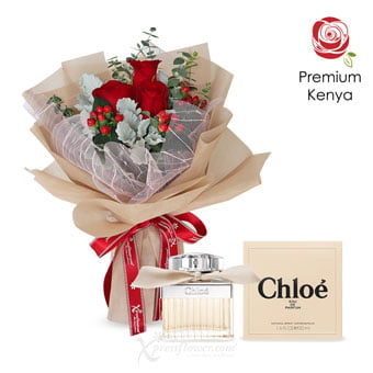 Crimson Charm (3 Red Roses with Chloe Perfume)