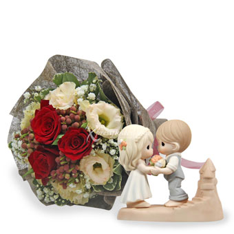Castles In The Air (3 Red Roses with Precious Moment Figurine)