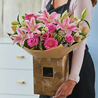 Pink Rose And Lily Bouquet (UK)