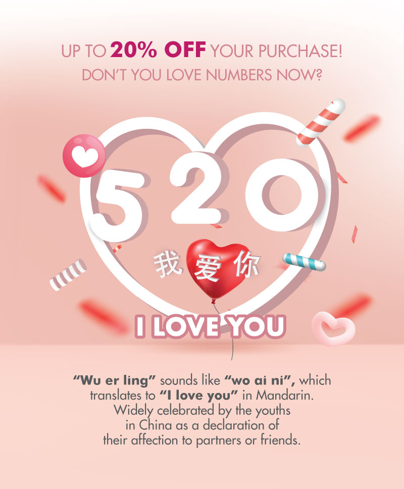 Show your love this 20th May! Shop up to 20% off selected products.