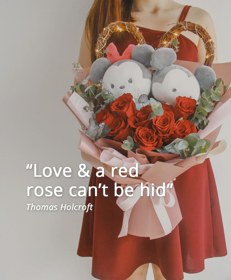 'Love & a red rose can't be hid' by Thomas Holcroft