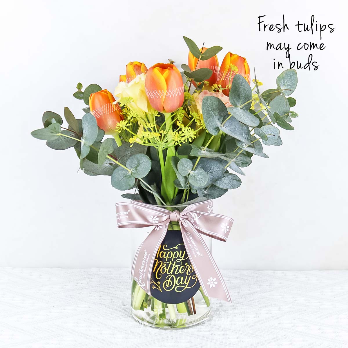 Orange Blossom (6 Orange Tulips with "Happy Mother's Day" vase)