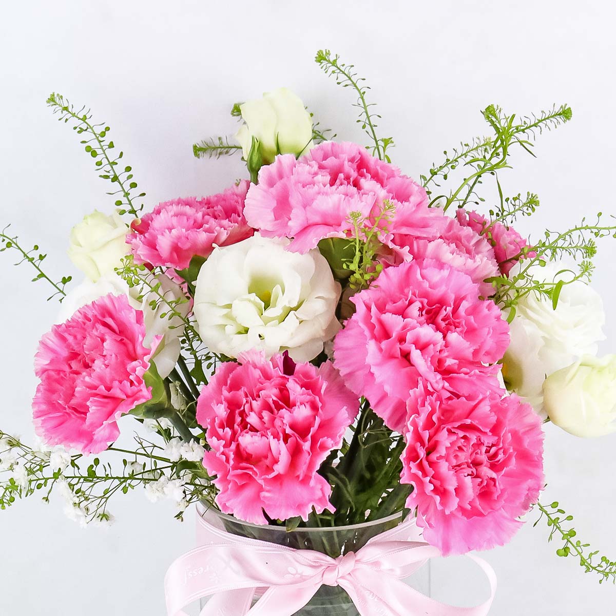 MDAR2453 Pink Delight (10 Shocking Pink Carnations with "Super Mom" vase) 1b