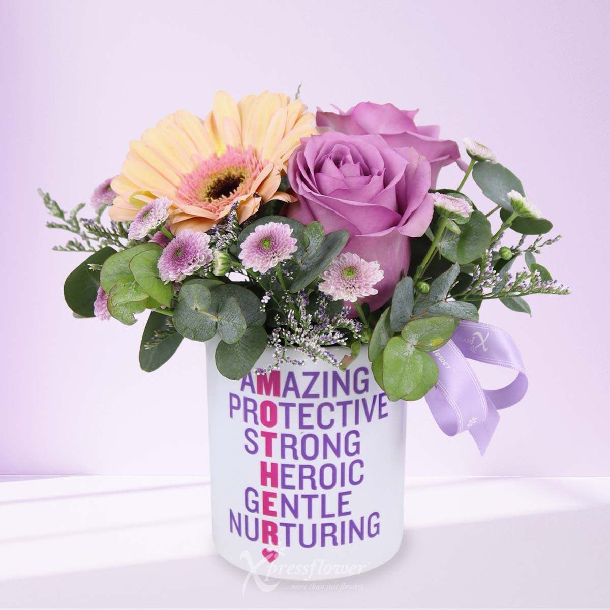 Heroic Love  (2 Zixiz Roses with Peach Gerbera)