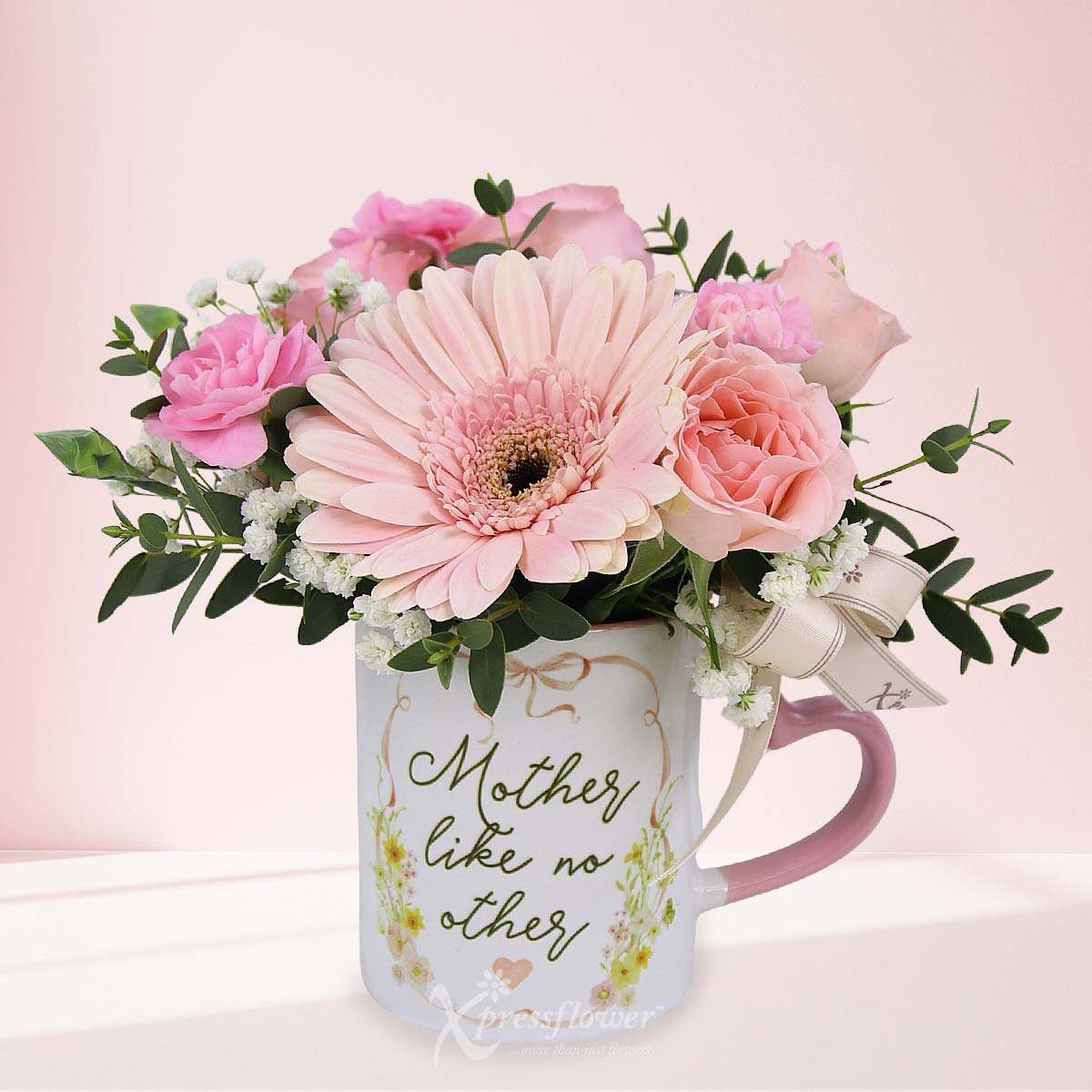 Soft Devotion (2 Pink Roses with 1 Light Pink Gerbera)