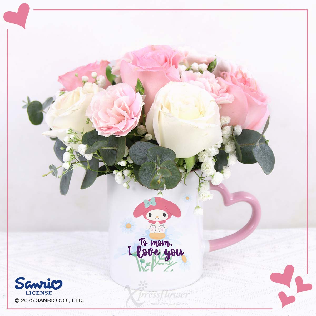 Sweet Melody (6 Mix Pink & White Roses "To Mom I Love You" My Melody Mug)