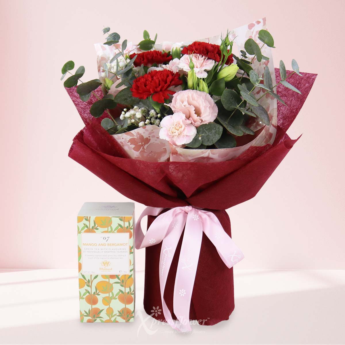 Velvet Brew (3 Red Carnations with Whittard Mango & Bergamot Tea)