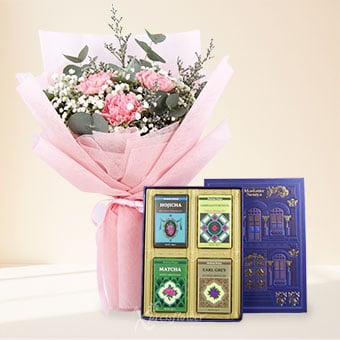 Blushing Harmony (3 Pink Carnations with Madame Nonya Chocolate)
