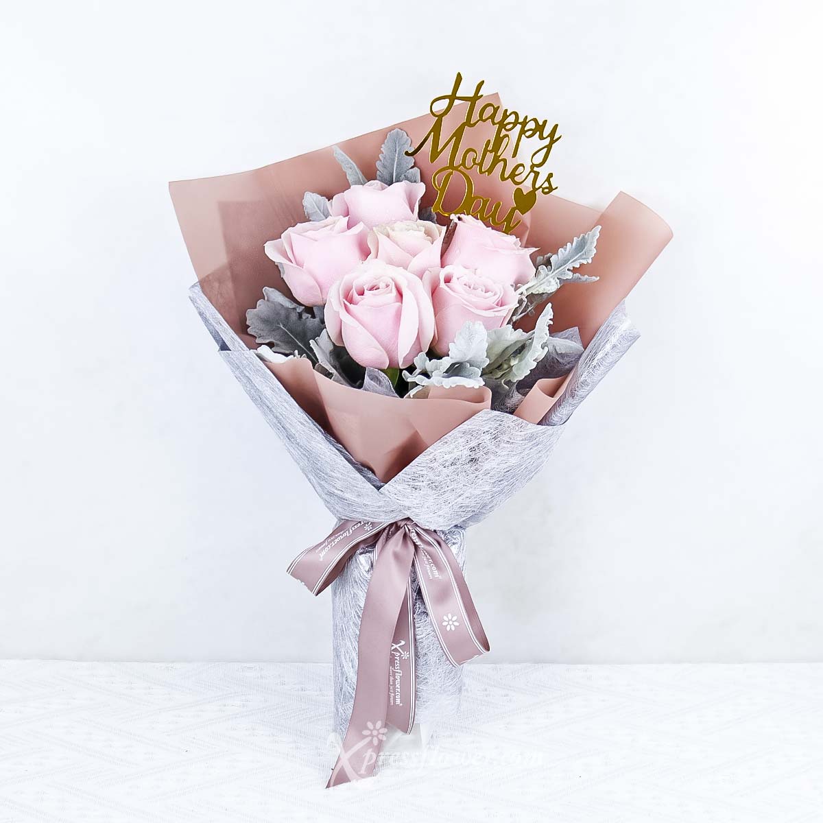Pink Splendour (6 Pink Roses with "Happy Mother's Day" decor)