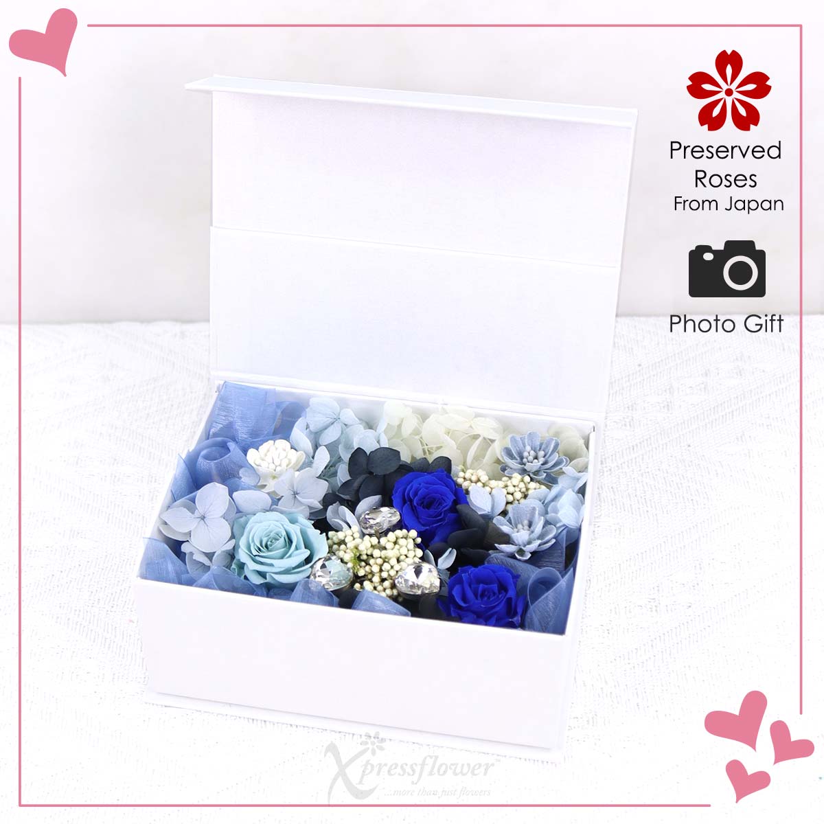 MDPG2568 Serene Moments Preserved Flowers Box with Personalised Photo 1d